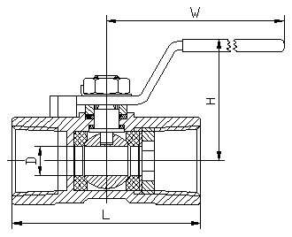  一片式內螺紋球閥 結構圖